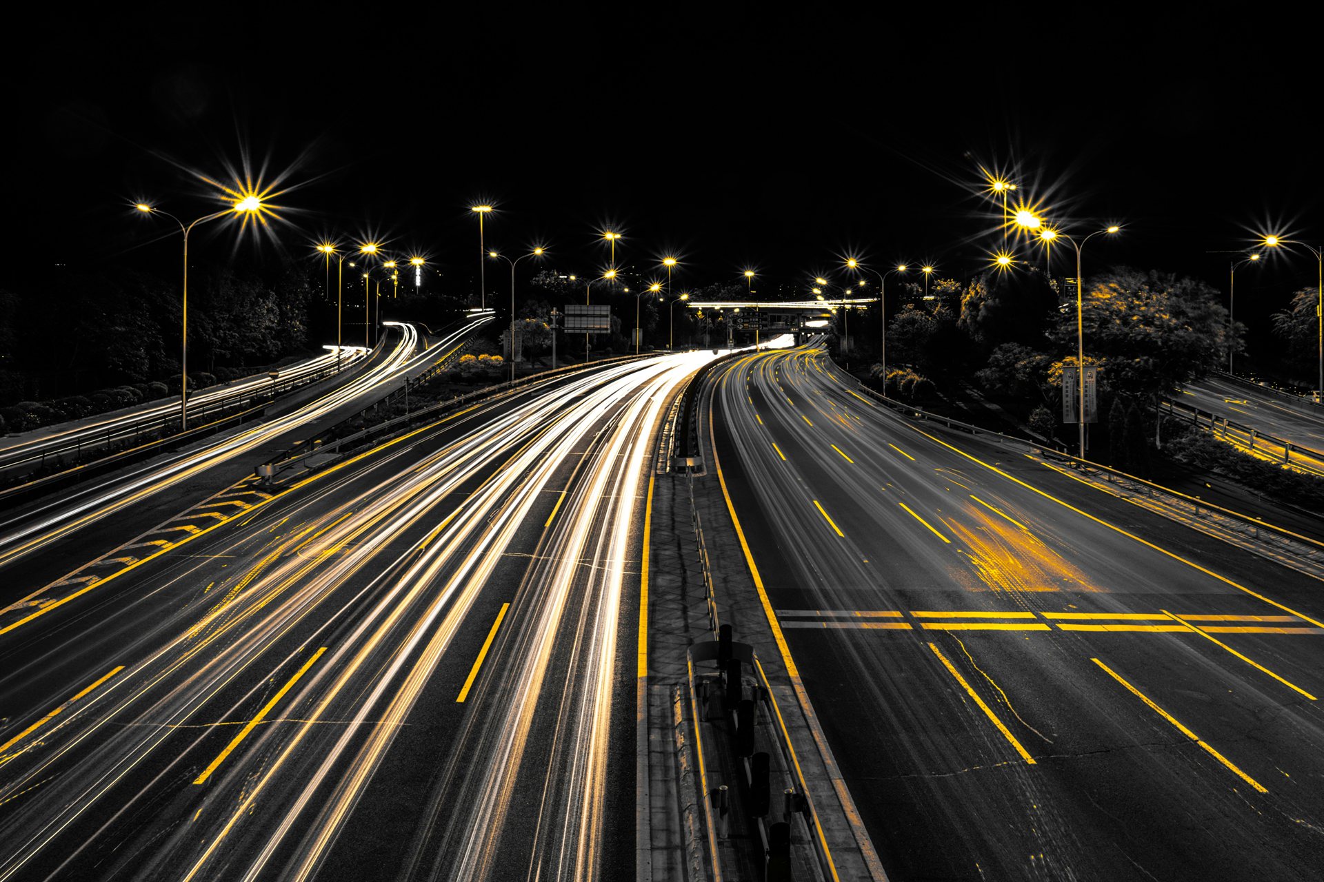 Los Angeles freeway at night